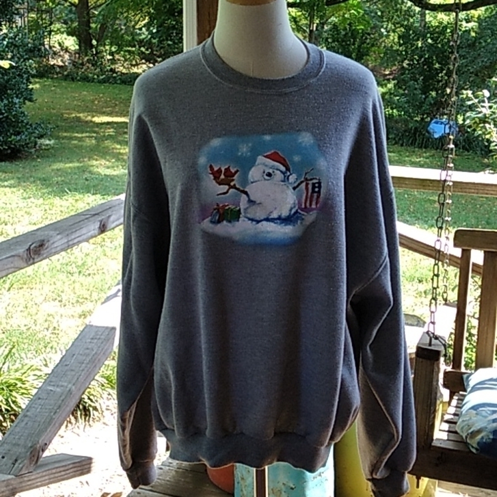 Jerzees XL snowman cardinal Christmas patriotic sweatshirt